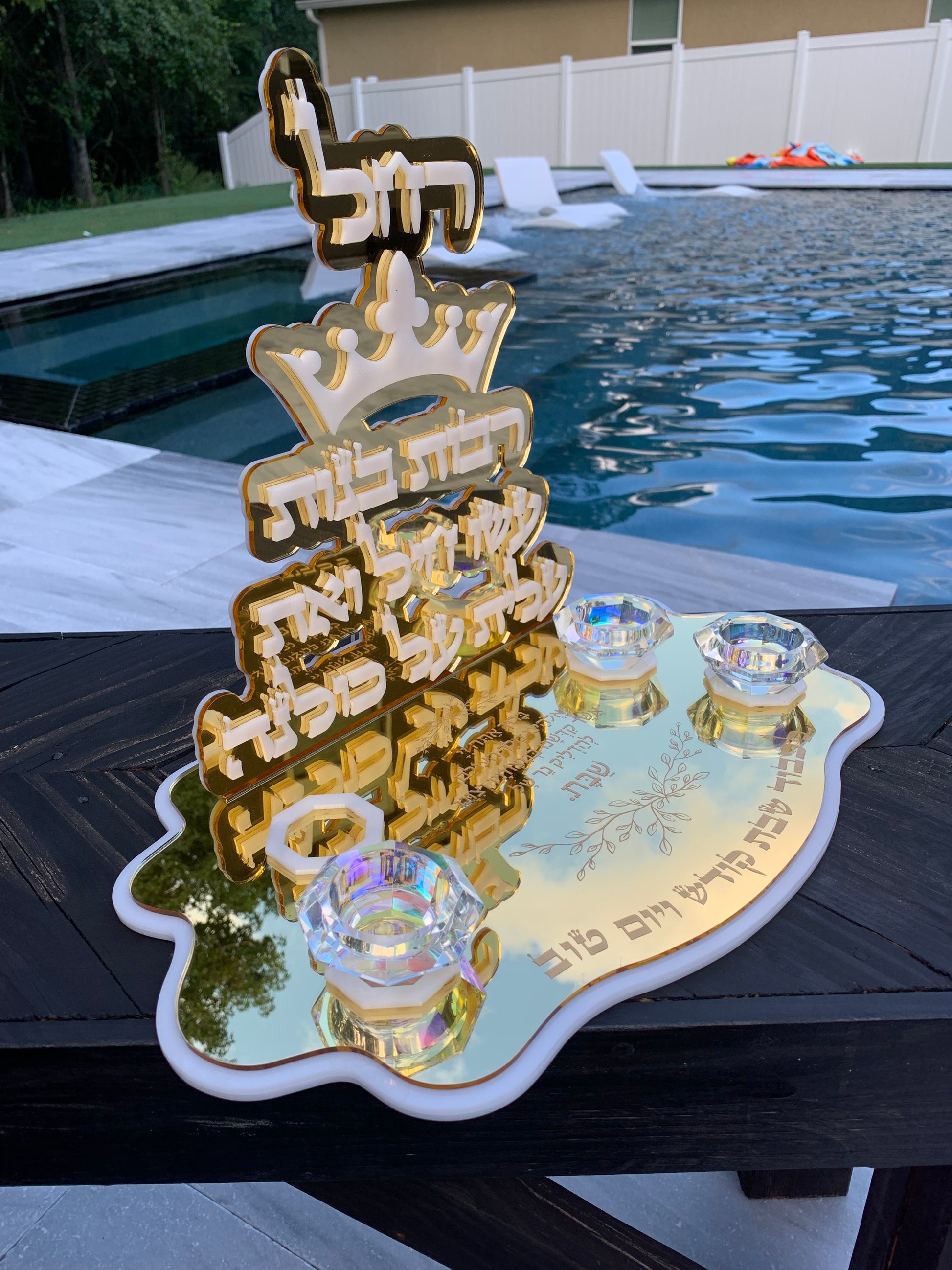 Shabbat Candle Holder Stand Acrylic Stand
